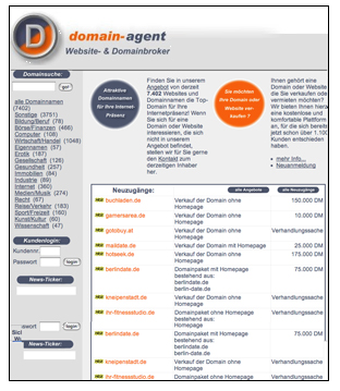 Domain-Agent - Website u. Domainbroker. Der Mediziner Ulrich Essmann hatte als Websitebroker und Domainbroker ebenfalls eine Domainhandelsplattform aufgebaut und brachte diese bei Sedo ¨ ein. 