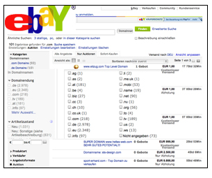 Ebay Domain Auktionen. Auch auf Ebay werden tglich Domainnamen, Websites und ganze Internetprojekte versteigert.  