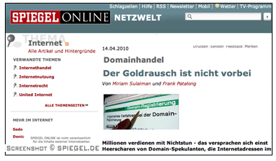 SPIEGEL ONLINE: Internetadressen als Goldbarren der Neuzeit?