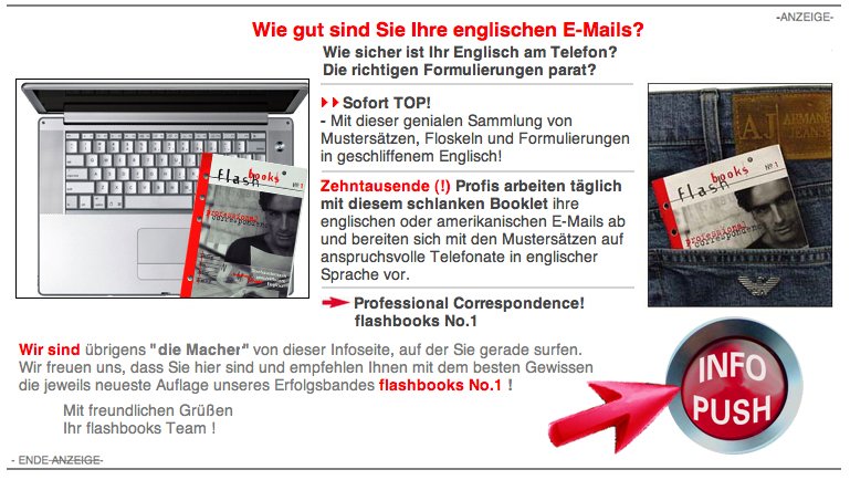 FLASHBOOKS EMAIL ENGLISCH IM FORMAT FILOFAX PERSONAL