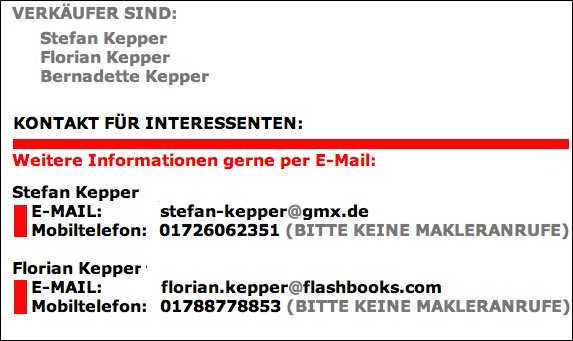 ERSTKONTAKT BITTE PER E-MAIL