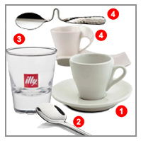 ESPRESSO TASSEN, WASSERGLAESER, LOEFFEL